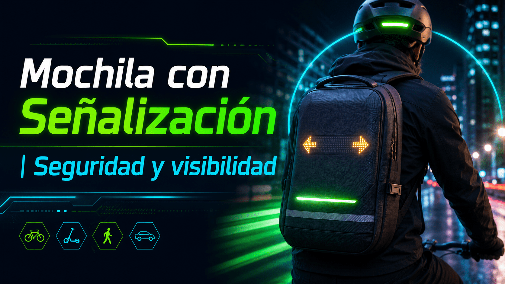 Mochila con señalización para movilidad urbana