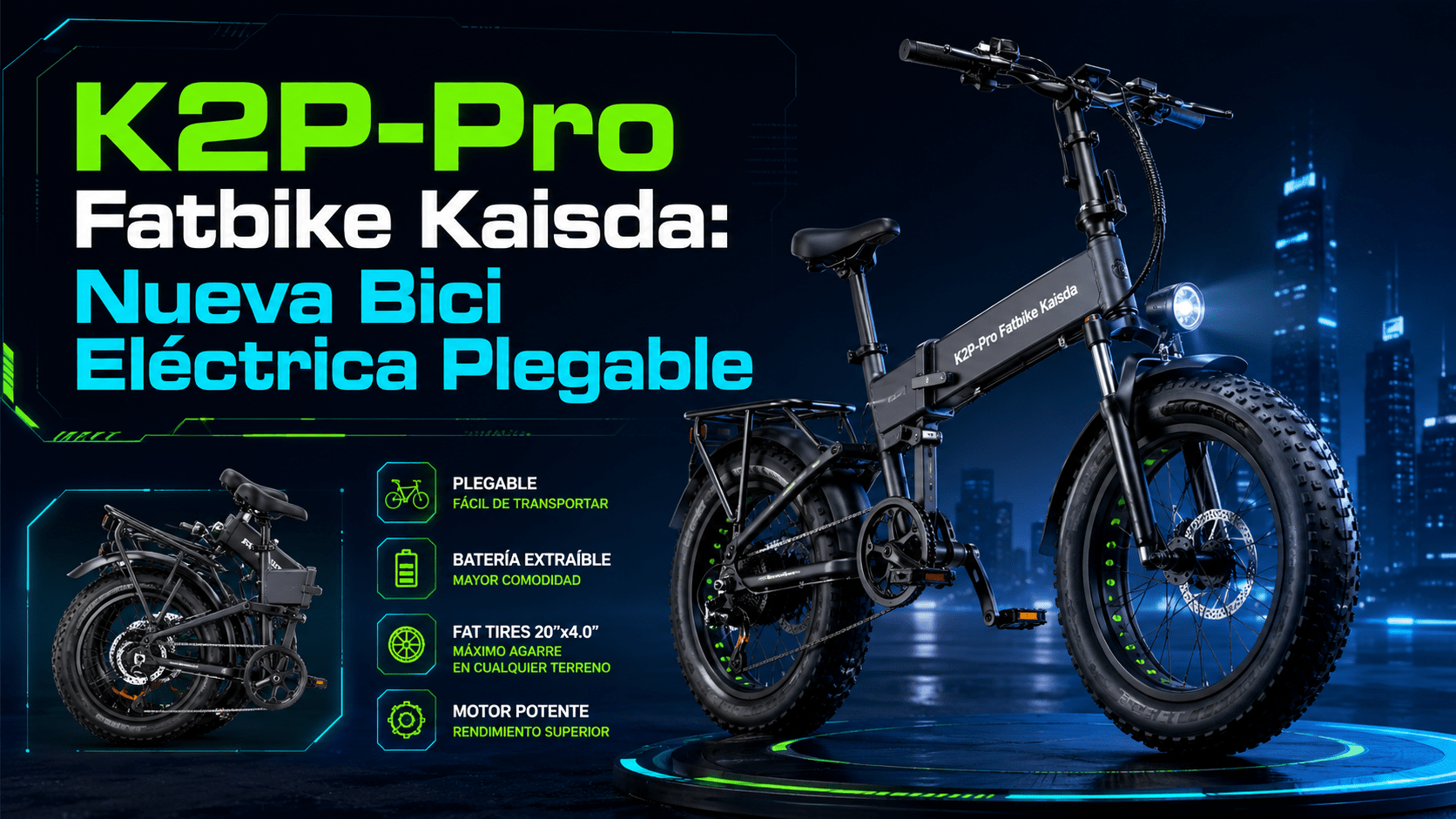 K2P-Pro Fatbike Kaisda bicicleta eléctrica plegable
