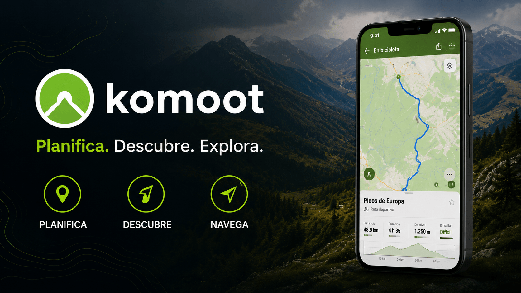 Komoot app para rutas en bicicleta