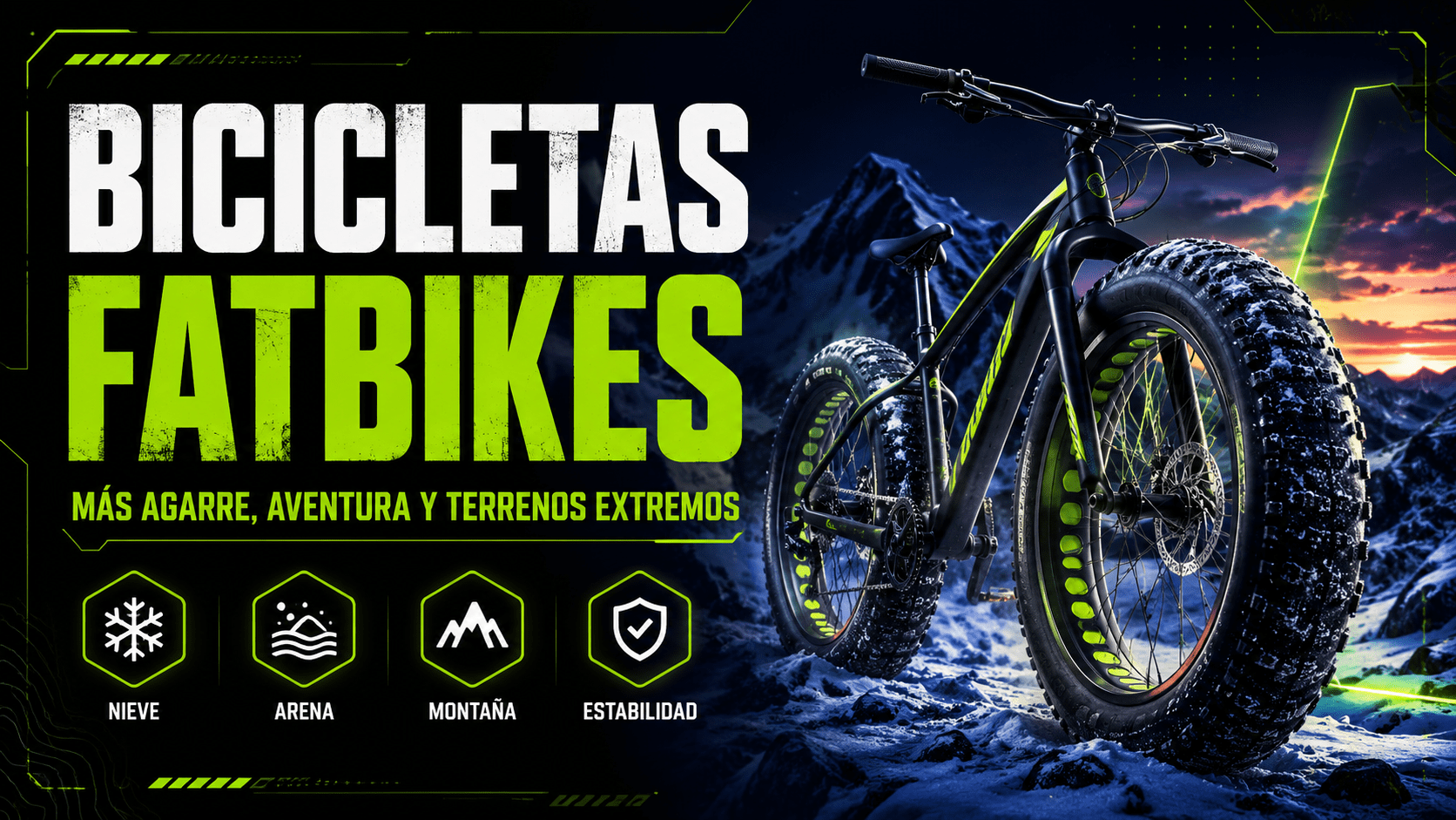 Bicicletas fatbikes Bicicleta fatbike con ruedas anchas para montaña, arena, nieve y barro
