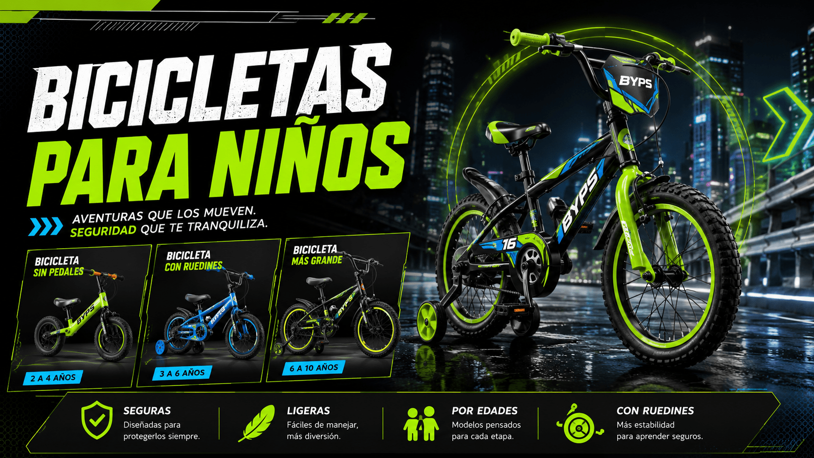 Bicicletas para niños y niñas para aprender a pedalear con seguridad