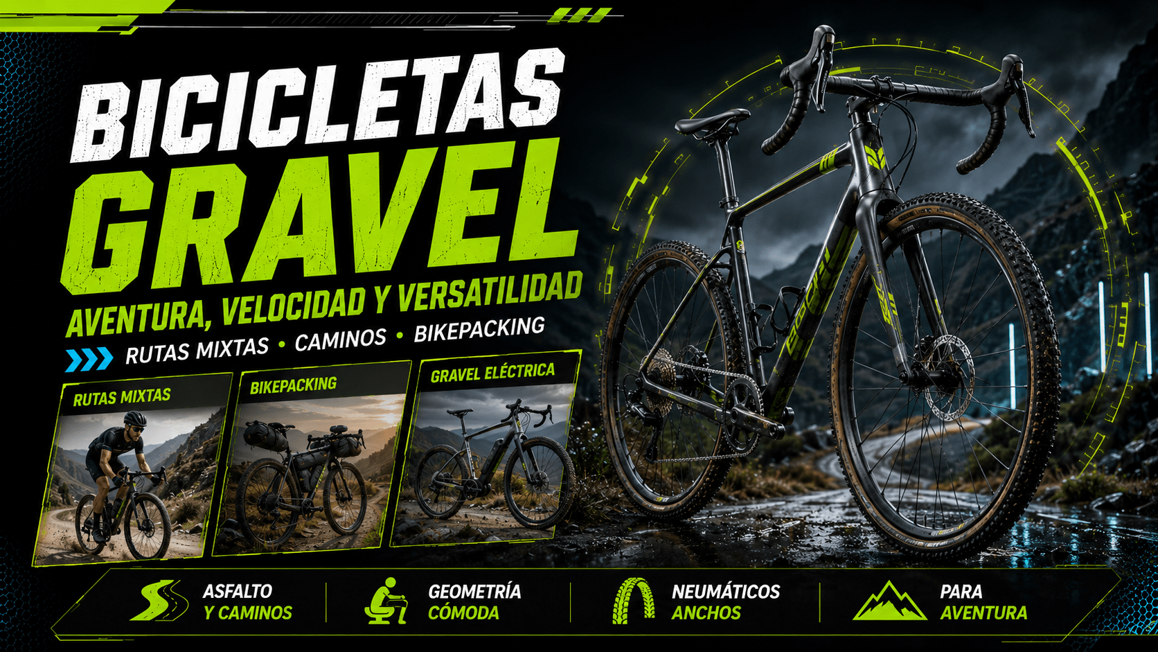 Bicicleta gravel preparada para carretera, caminos y rutas de aventura