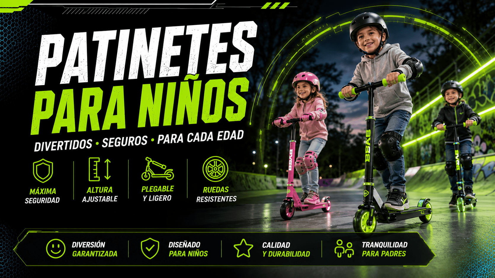 Patinetes para niños seguros y divertidos