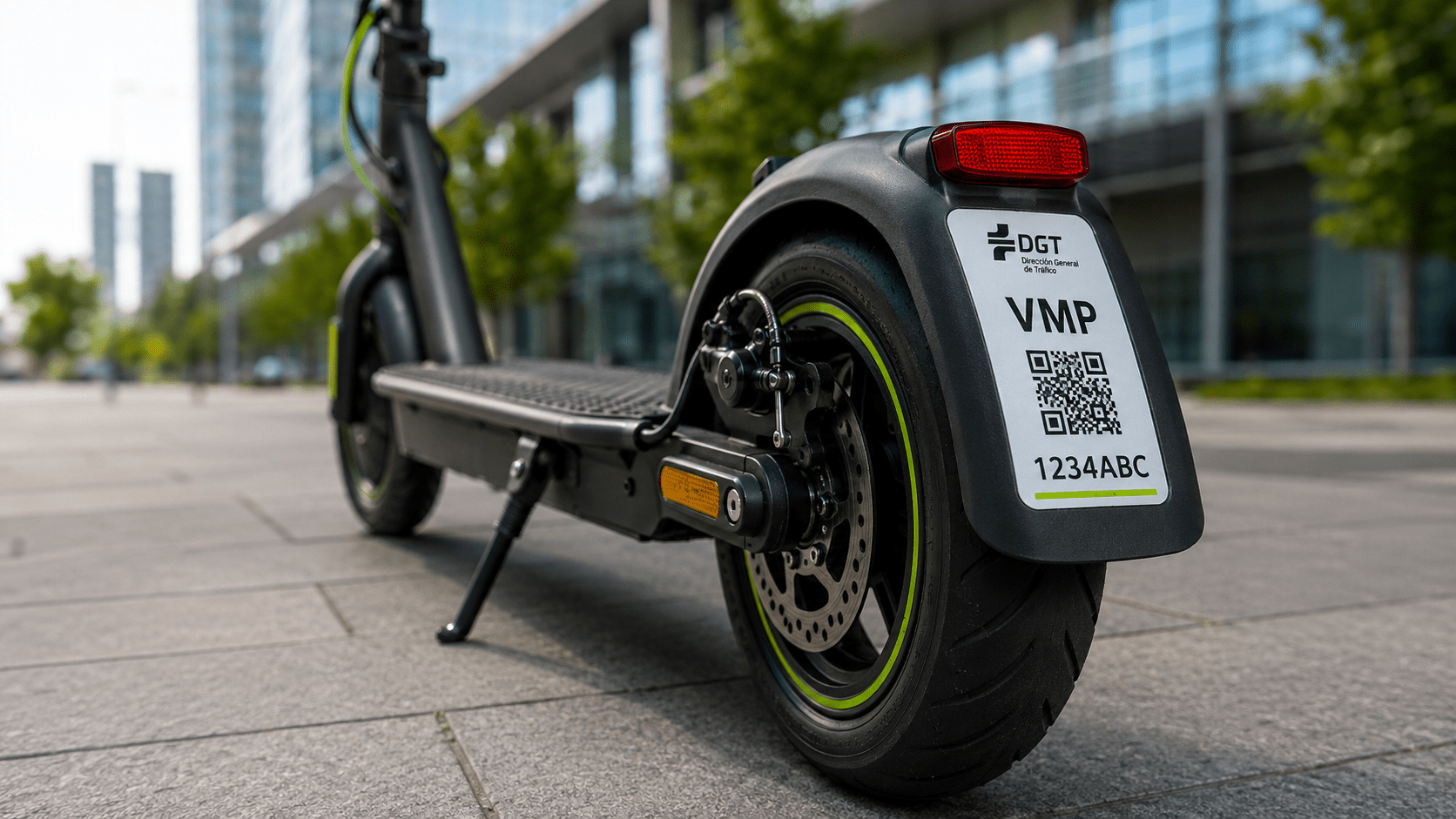 Patinete eléctrico registrado con etiqueta identificativa