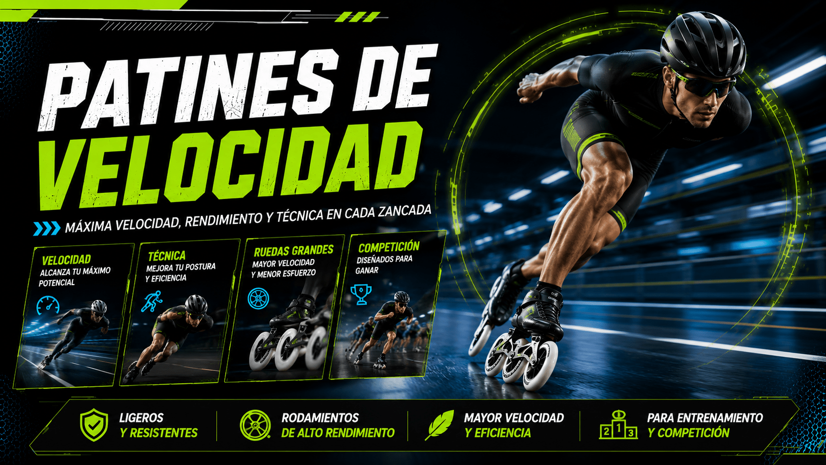 Patines de velocidad profesionales con ruedas grandes